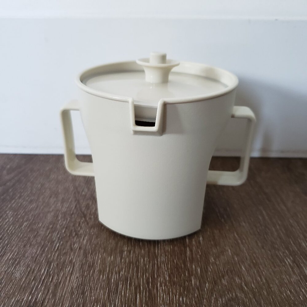 Vintage Tupperware Sugar Set Push n Seal Top Almond Cream #1415-15 retro mcm